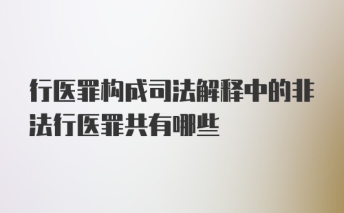 行医罪构成司法解释中的非法行医罪共有哪些