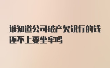 谁知道公司破产欠银行的钱还不上要坐牢吗