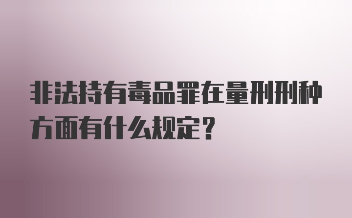 非法持有毒品罪在量刑刑种方面有什么规定？