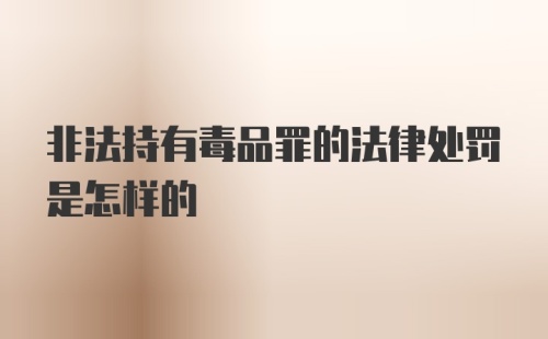 非法持有毒品罪的法律处罚是怎样的