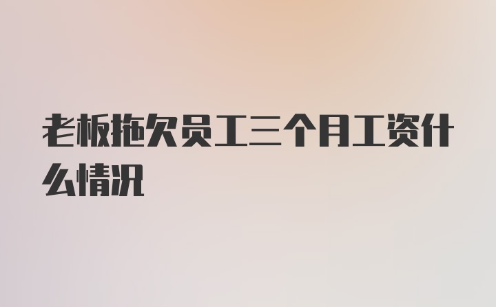 老板拖欠员工三个月工资什么情况