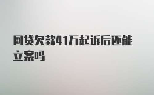 网贷欠款41万起诉后还能立案吗