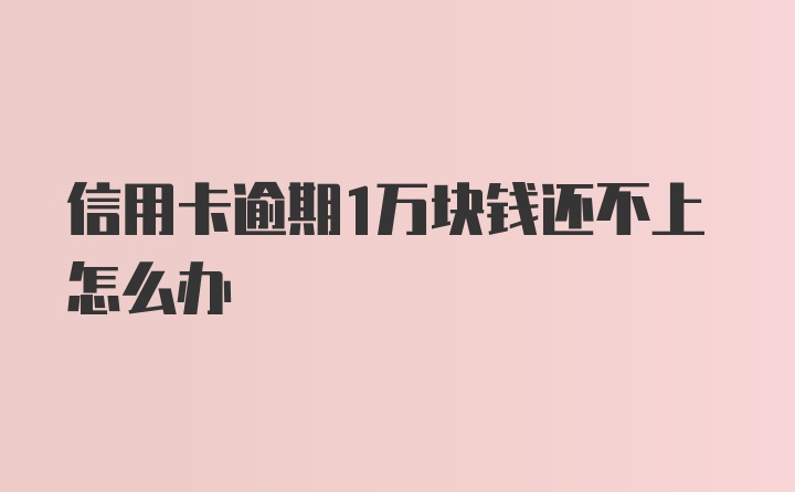 信用卡逾期1万块钱还不上怎么办