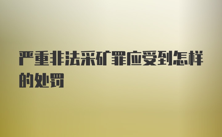 严重非法采矿罪应受到怎样的处罚