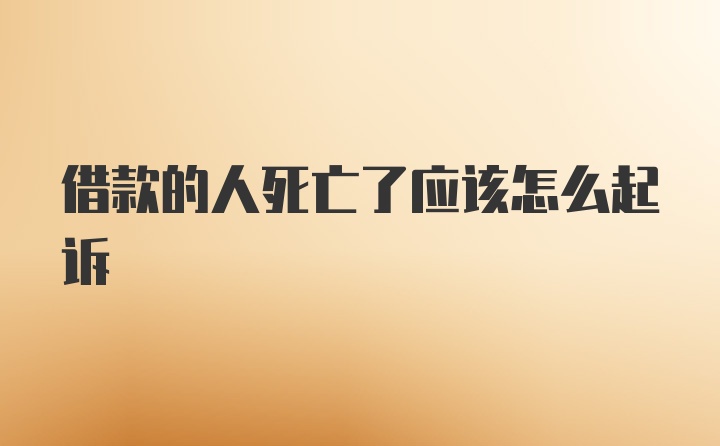 借款的人死亡了应该怎么起诉