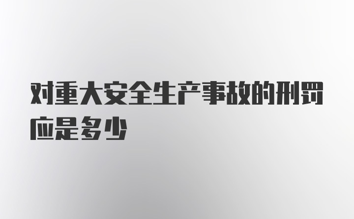 对重大安全生产事故的刑罚应是多少