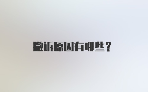 撤诉原因有哪些？