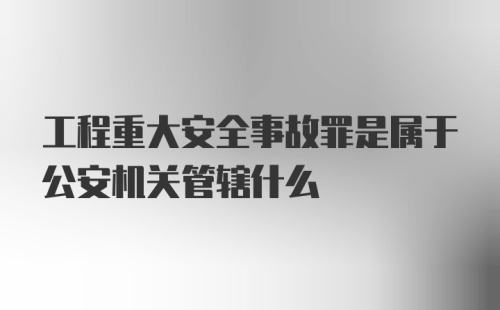 工程重大安全事故罪是属于公安机关管辖什么