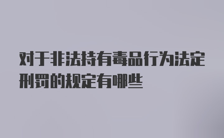 对于非法持有毒品行为法定刑罚的规定有哪些