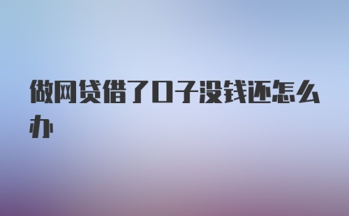 做网贷借了口子没钱还怎么办