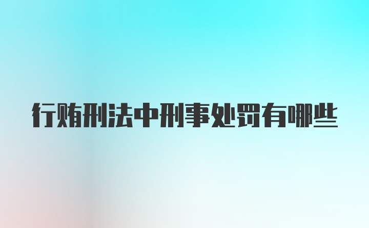 行贿刑法中刑事处罚有哪些