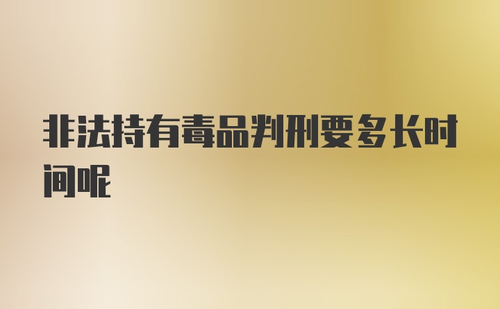 非法持有毒品判刑要多长时间呢