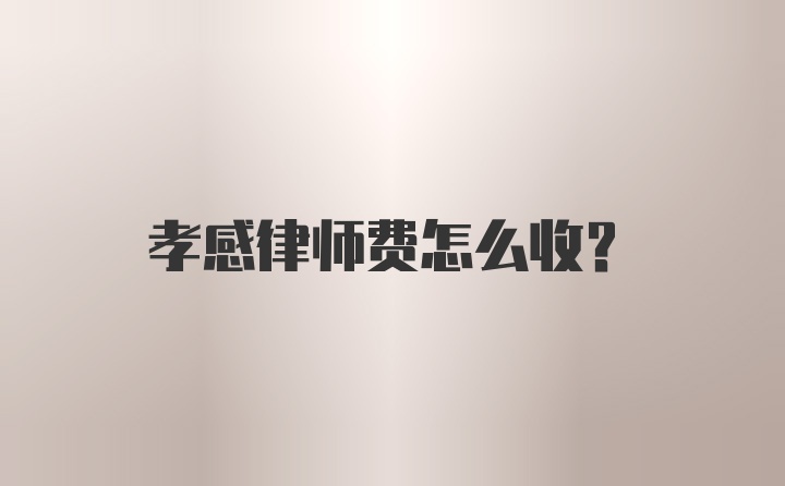 孝感律师费怎么收？