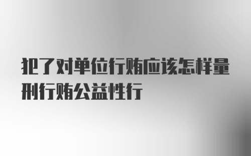 犯了对单位行贿应该怎样量刑行贿公益性行