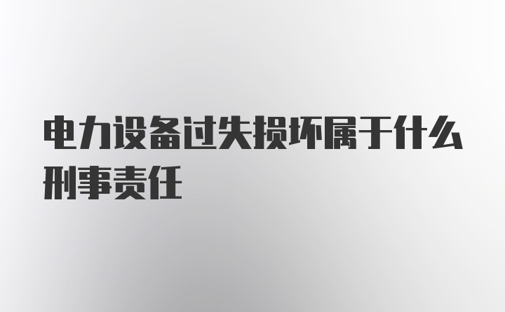 电力设备过失损坏属于什么刑事责任