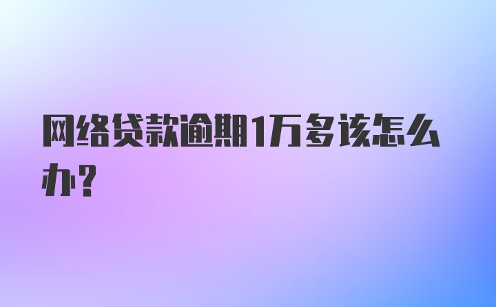 网络贷款逾期1万多该怎么办？