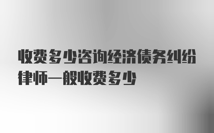 收费多少咨询经济债务纠纷律师一般收费多少