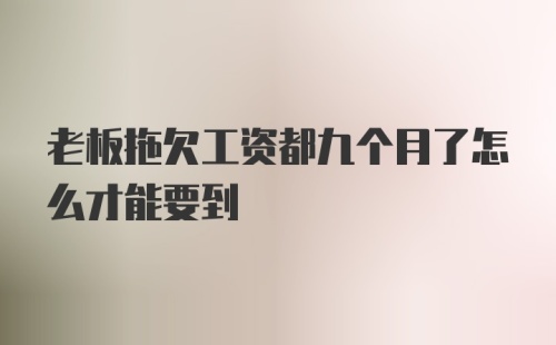 老板拖欠工资都九个月了怎么才能要到