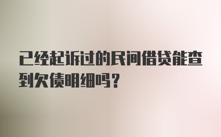 已经起诉过的民间借贷能查到欠债明细吗？