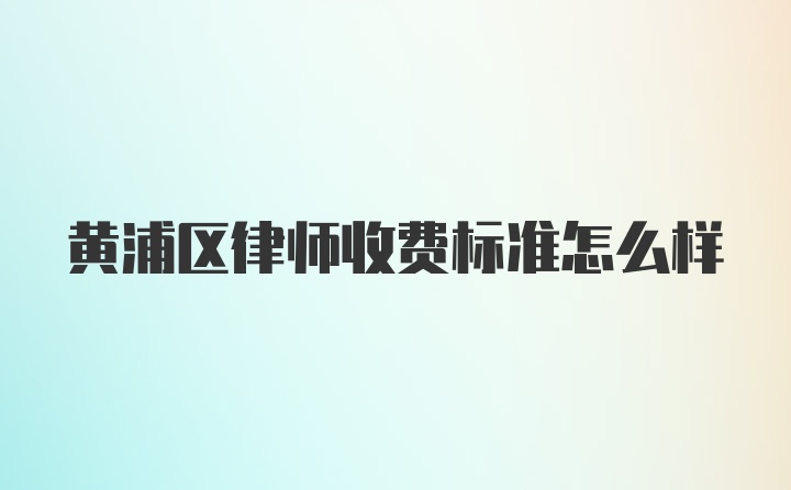 黄浦区律师收费标准怎么样