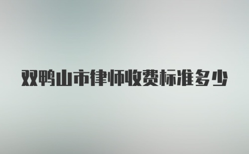 双鸭山市律师收费标准多少