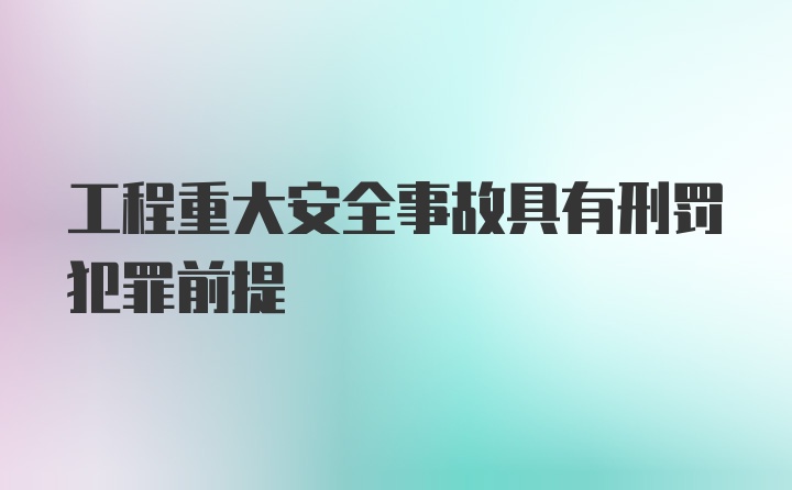 工程重大安全事故具有刑罚犯罪前提