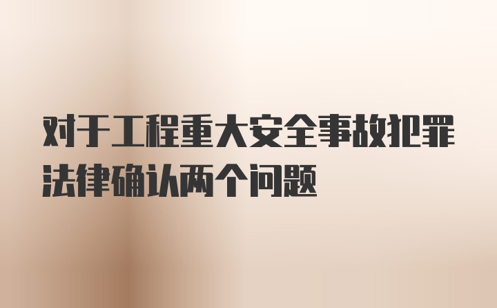 对于工程重大安全事故犯罪法律确认两个问题