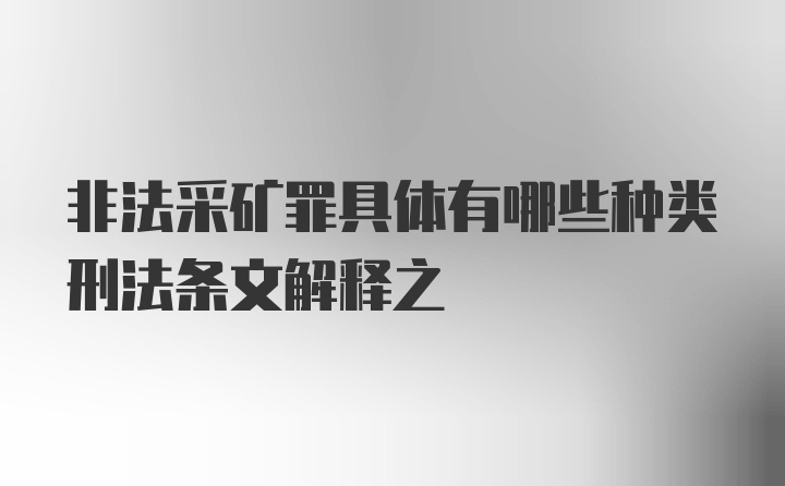 非法采矿罪具体有哪些种类刑法条文解释之