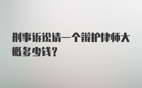 刑事诉讼请一个辩护律师大概多少钱？