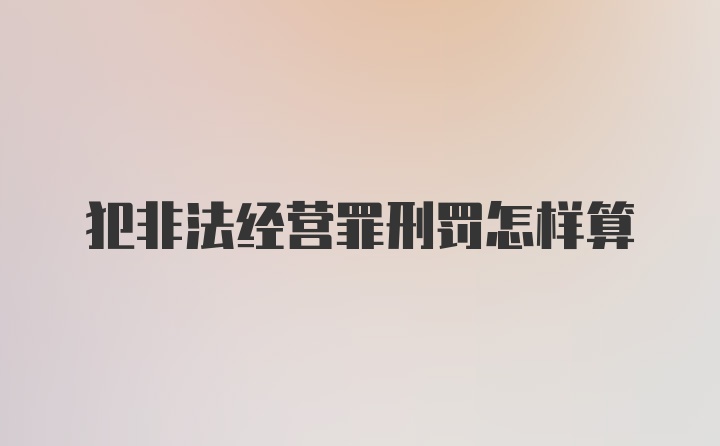 犯非法经营罪刑罚怎样算