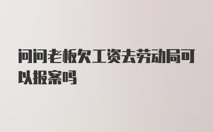 问问老板欠工资去劳动局可以报案吗