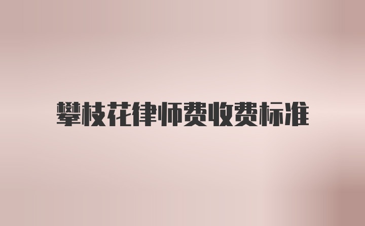 攀枝花律师费收费标准