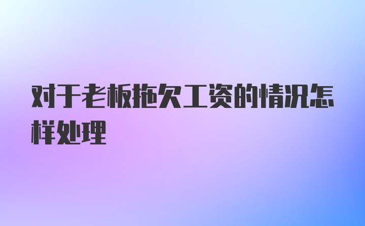 对于老板拖欠工资的情况怎样处理