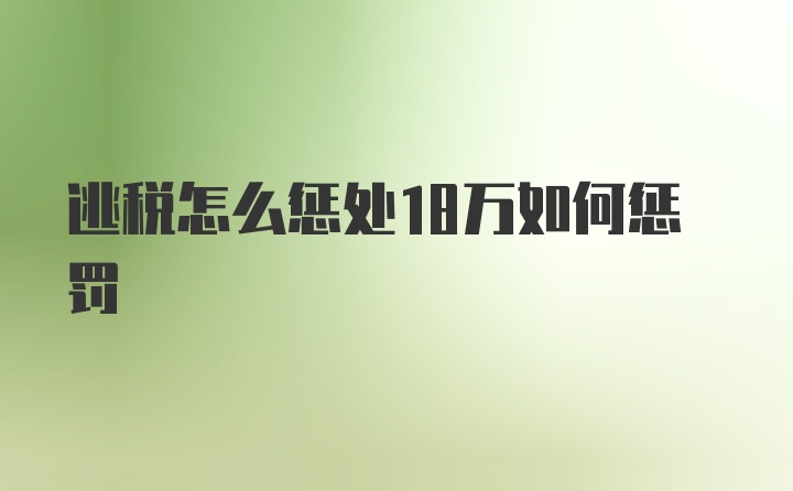 逃税怎么惩处18万如何惩罚