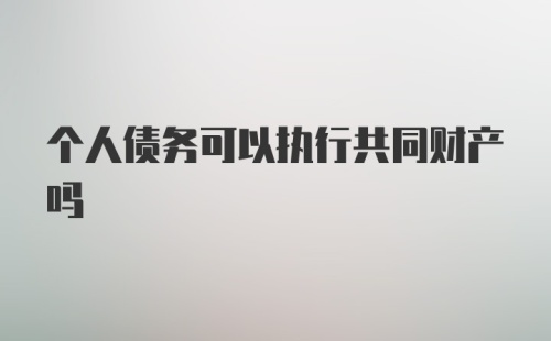 个人债务可以执行共同财产吗