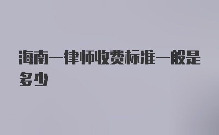 海南一律师收费标准一般是多少