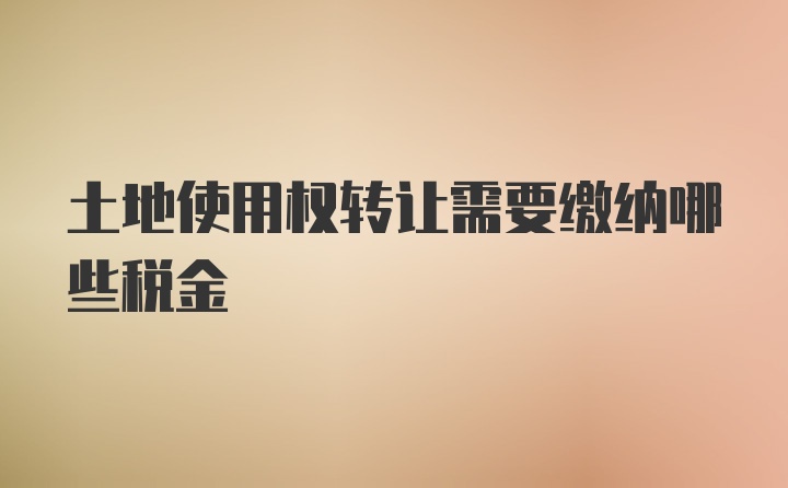 土地使用权转让需要缴纳哪些税金