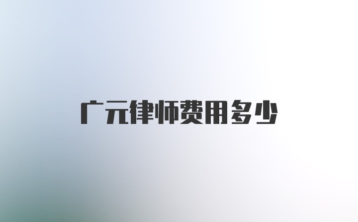 广元律师费用多少