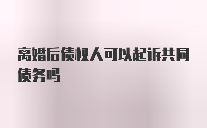 离婚后债权人可以起诉共同债务吗