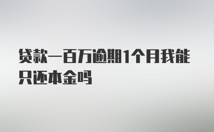 贷款一百万逾期1个月我能只还本金吗