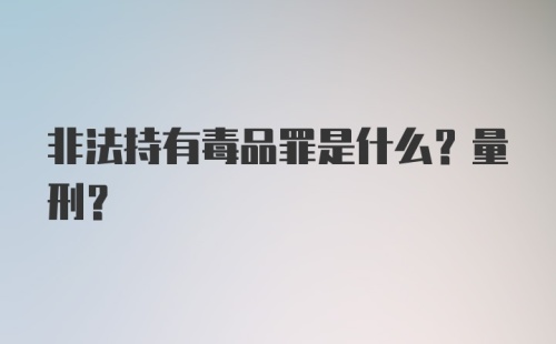 非法持有毒品罪是什么？量刑?