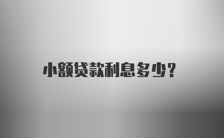 小额贷款利息多少？