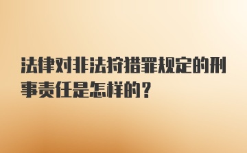 法律对非法狩猎罪规定的刑事责任是怎样的？