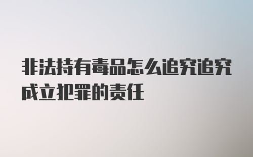 非法持有毒品怎么追究追究成立犯罪的责任