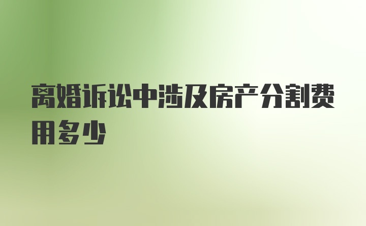 离婚诉讼中涉及房产分割费用多少