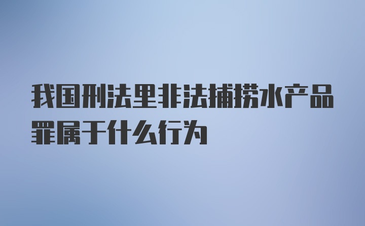 我国刑法里非法捕捞水产品罪属于什么行为