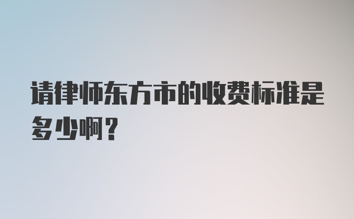 请律师东方市的收费标准是多少啊？