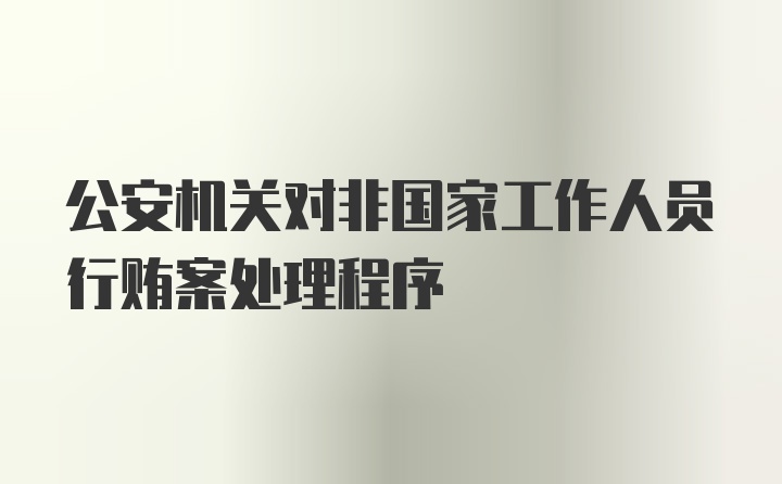 公安机关对非国家工作人员行贿案处理程序