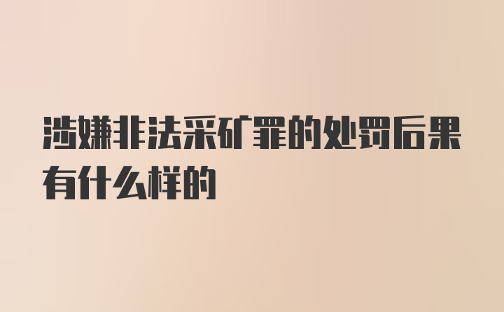 涉嫌非法采矿罪的处罚后果有什么样的