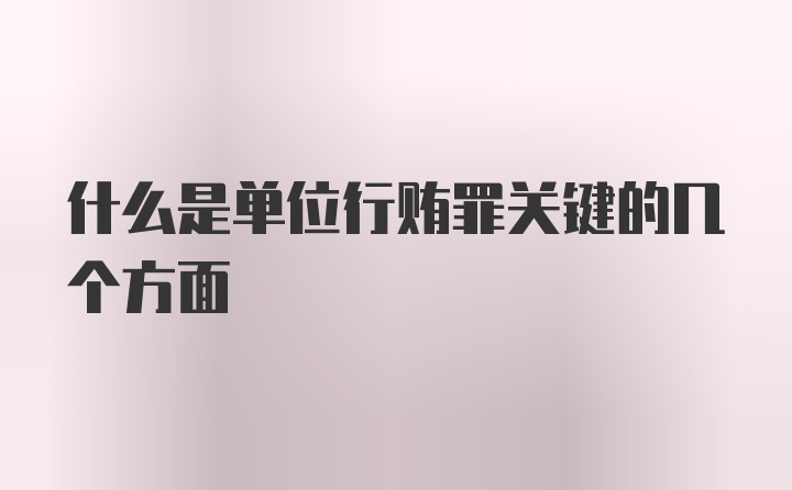 什么是单位行贿罪关键的几个方面